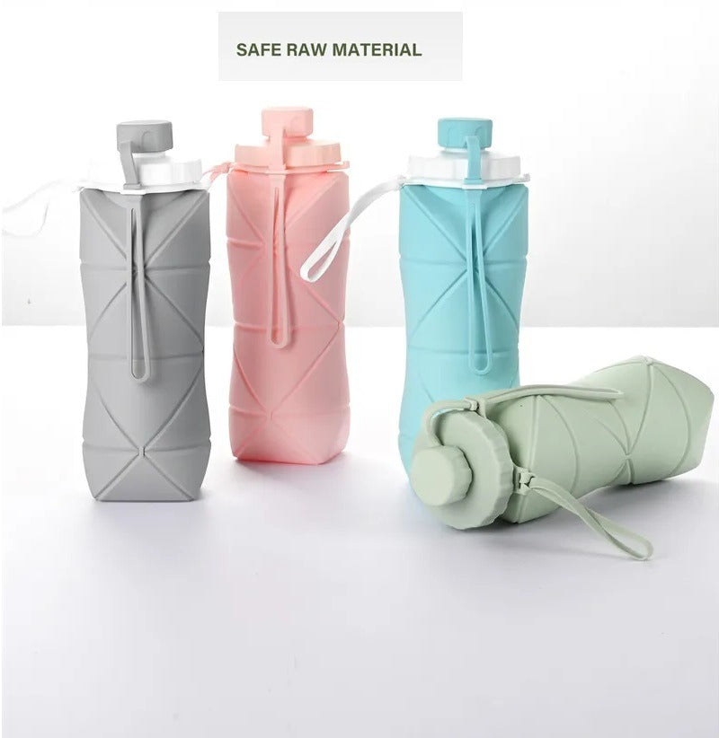 600ml Collapsible Silicone Water Bottle – Foldable Travel Bottle