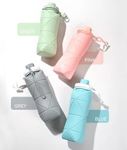 600ml Collapsible Silicone Water Bottle – Foldable Travel Bottle