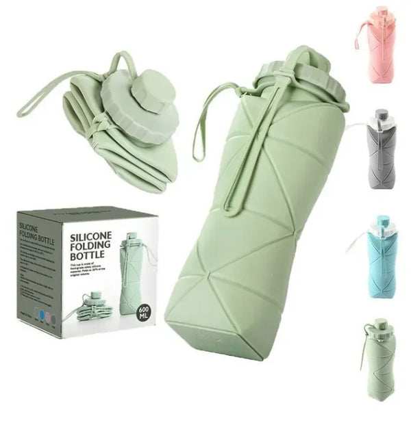 600ml Collapsible Silicone Water Bottle – Foldable Travel Bottle