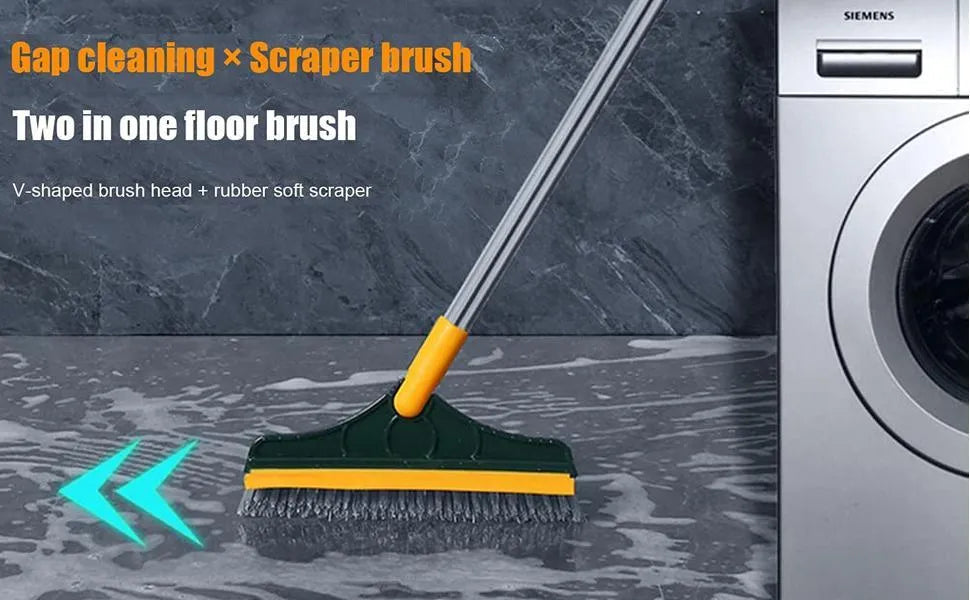 2-in-1 Floor Scrubber & Wiper – Bathroom & Tile Cleaning Brush