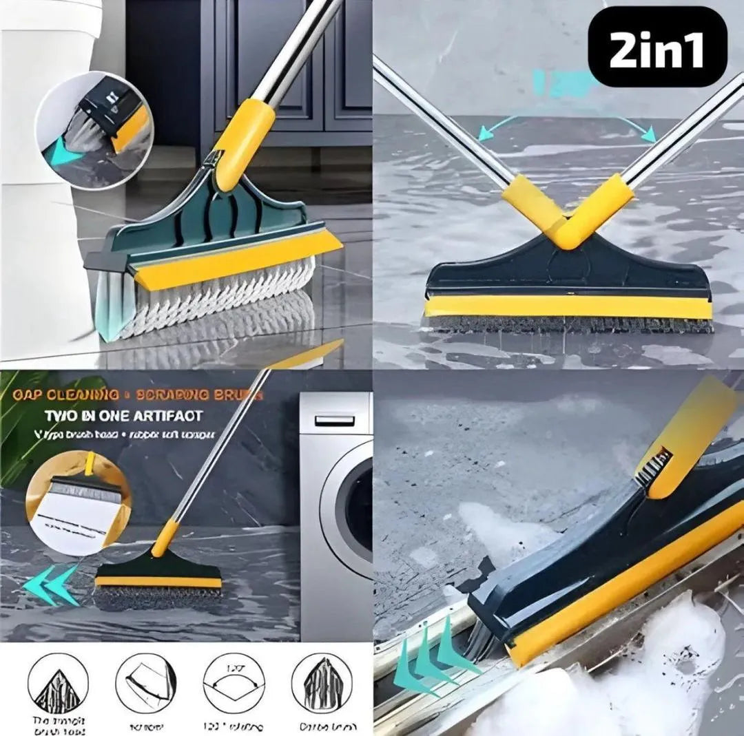 2-in-1 Floor Scrubber & Wiper – Bathroom & Tile Cleaning Brush